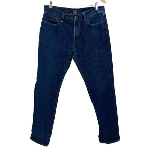 J Crew Mens The Driggs Zip Fly Slim Fit Cotton Denim‎ Jeans Dark Wash Size 34x32 - Picture 1 of 8